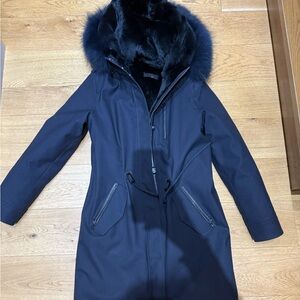 Mackage Navy Jacket with Fur Trim Fully shearling. Made for -20 and more